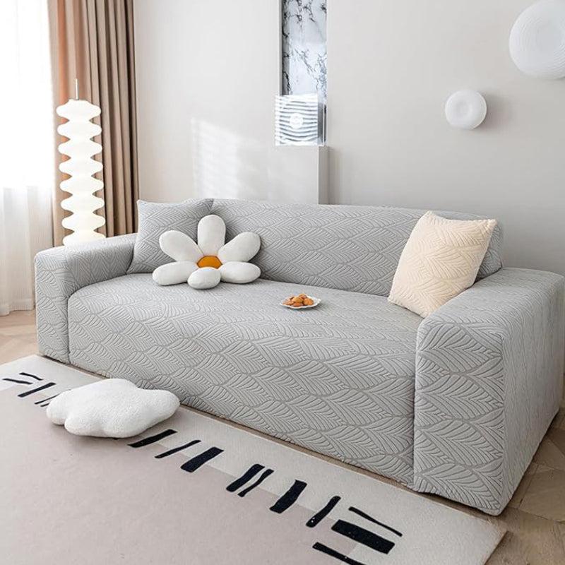 Daina Jacquard Synthetic Fibre Sofa Cover - Grey - 1