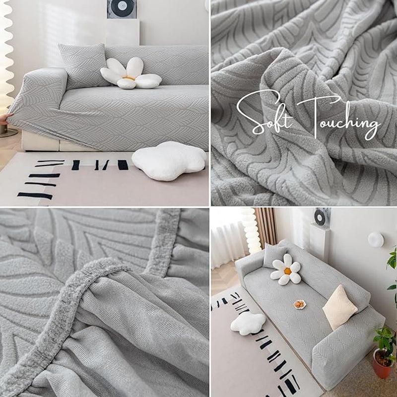 Daina Jacquard Synthetic Fibre Sofa Cover - Grey - 3